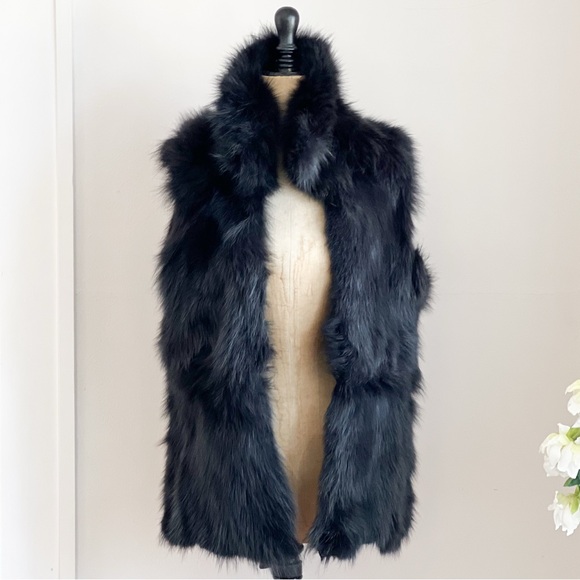 SAM. Jackets & Blazers - SAM. New York Black Fox Fur Vest Coat Size M/L
